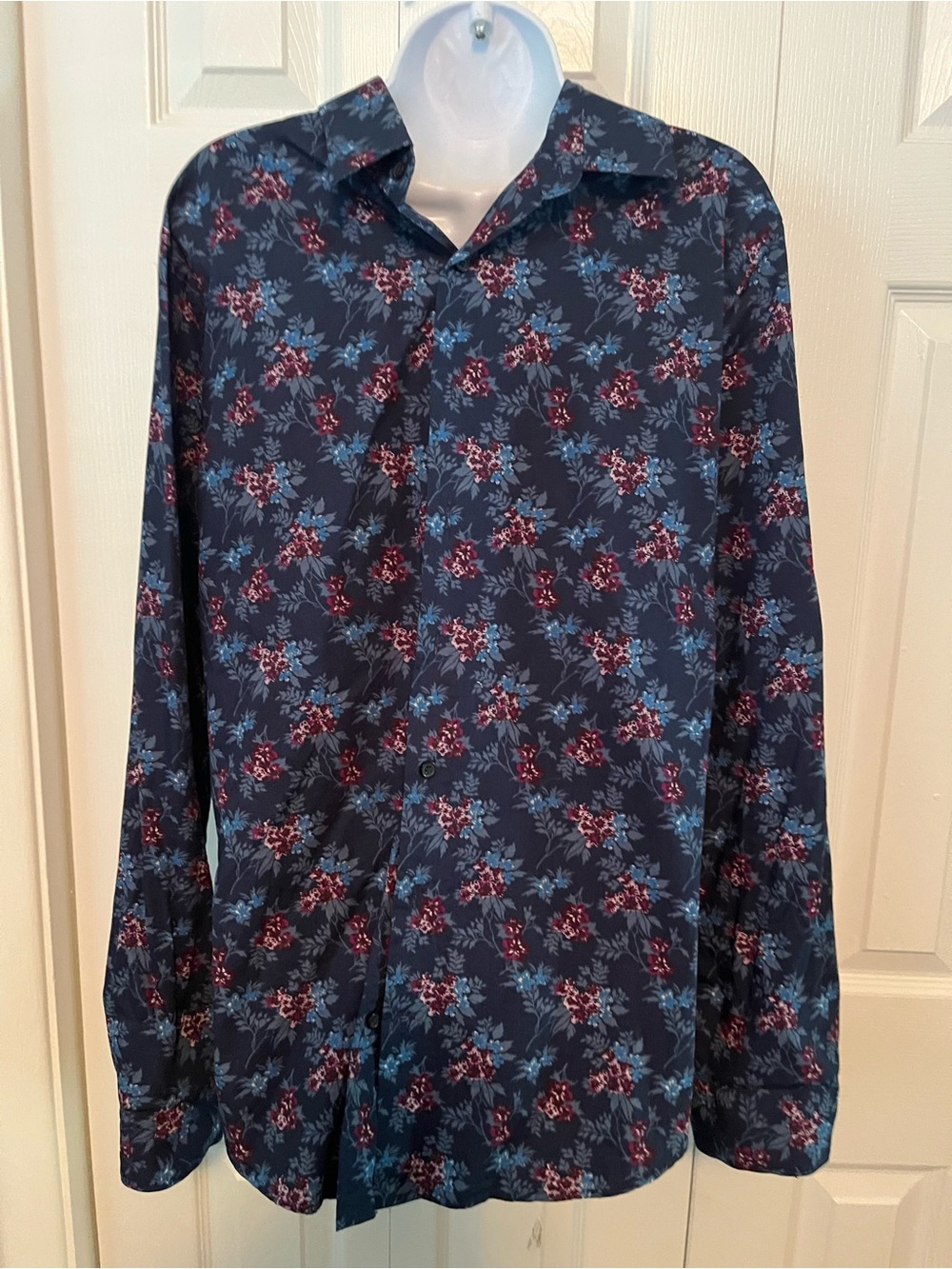 Express Navy Floral Button-Down Shirt